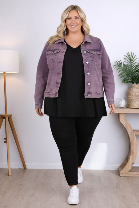 Your Go To Stretch Denim Jacket Mauve Wash