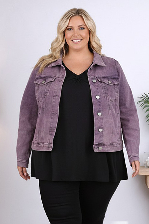 Your Go To Stretch Denim Jacket Mauve Wash