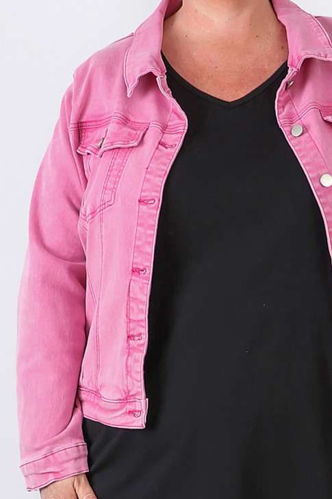 Plus Size Your Go To Stretch Denim Jacket Pink Wash