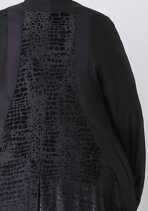 Plus Size Black Animal Burnout Velvet Hanky Hem Jacket