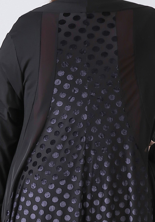 Plus Size Black Polka Dot Burnout Velvet Jacket