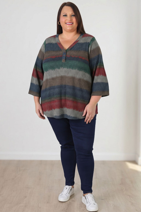  Earthy Cotton Blend Easy Wear Button Top