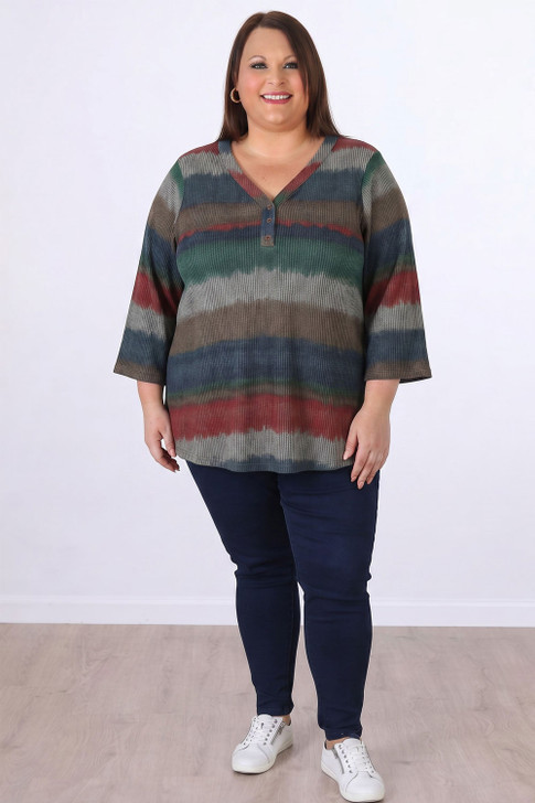 Plus Size Earthy Cotton Blend Easy Wear Button Top