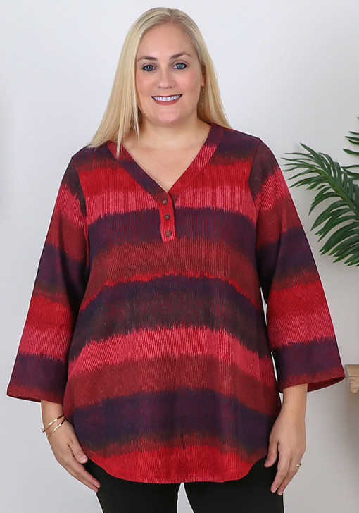 Berry Mix Cotton Blend Easy Wear Button Top