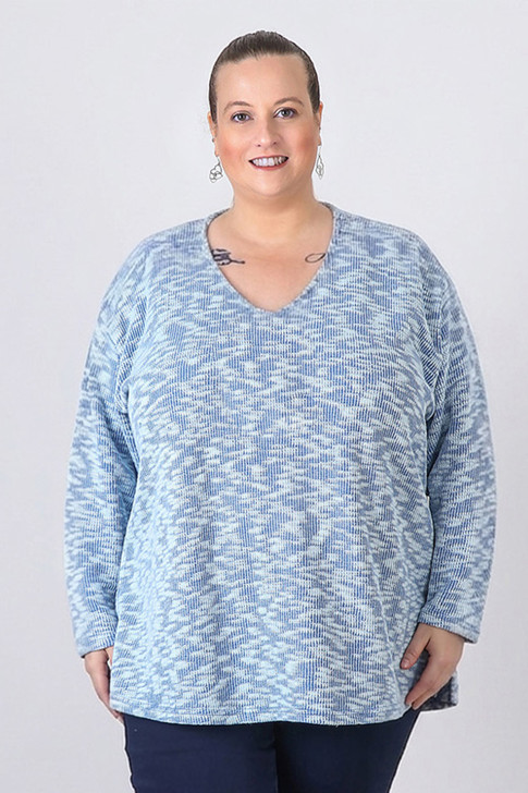 Blue White Casual Long Sleeve Top