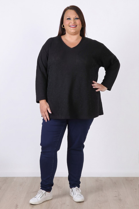 Plus Size Black Casual Long Sleeve Top sizes 18 to 32
