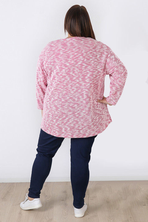 Plus Size Pink White Casual Long Sleeve Top Sizes Curvaceous 