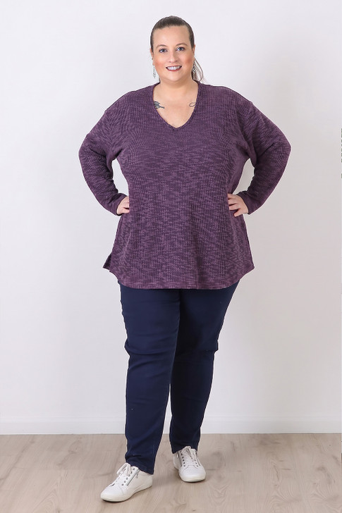 Plus Size Purple Casual Long Sleeve Top Sizes 18 to 32 