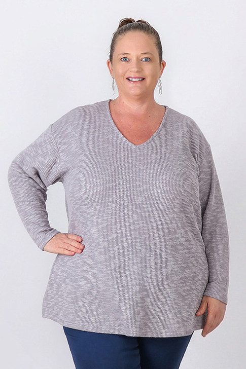 Silver Grey Casual Long Sleeve Top