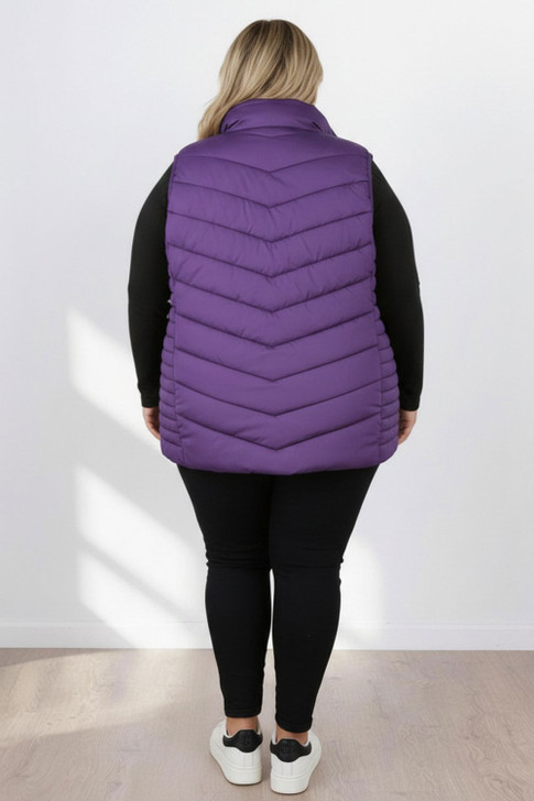 Plus Size Purple Essential Quilted Vest 