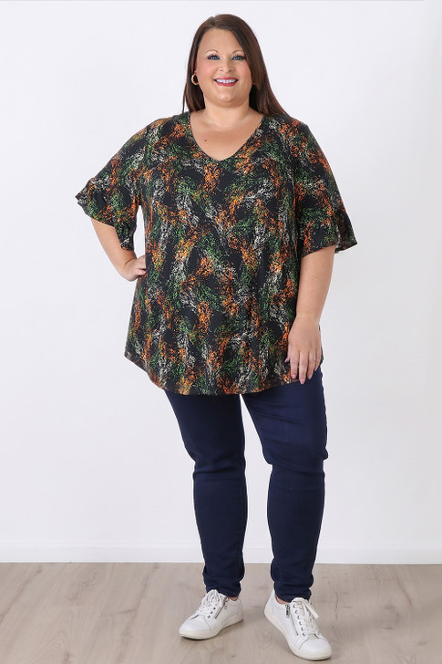 Plus Size Autumn Burst Stretch Rayon Top in Sizes 18 to 32