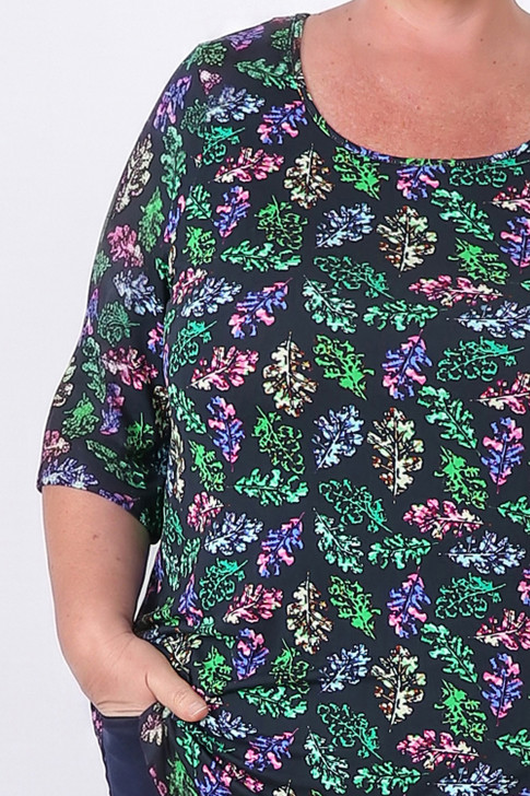 Plus Size Dappled Leaf Relaxed Fit Top