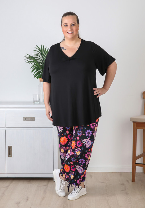 Plus Size Purple Paisley Floral Gypsy Pant