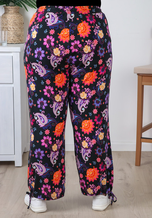 Plus Size Purple Paisley Floral Gypsy Pant