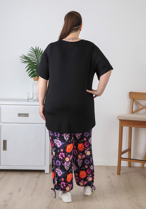Plus Size Purple Paisley Floral Gypsy Pant
