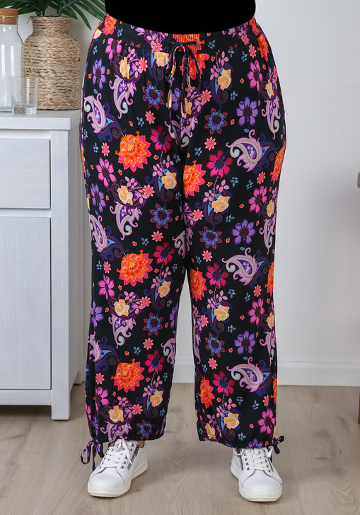 Plus Size Purple Paisley Floral Gypsy Pant