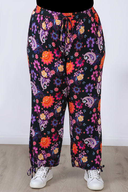 Plus Size Purple Paisley Floral Stretch Gypsy Pant