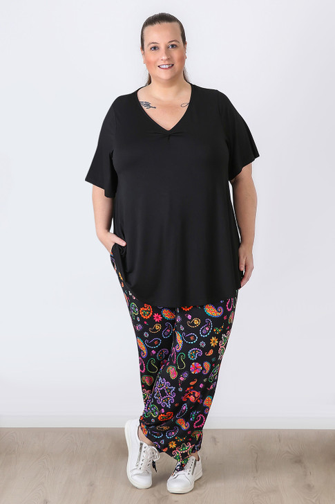 Plus Size Colour Pop Paisley Stretch Gypsy Pant