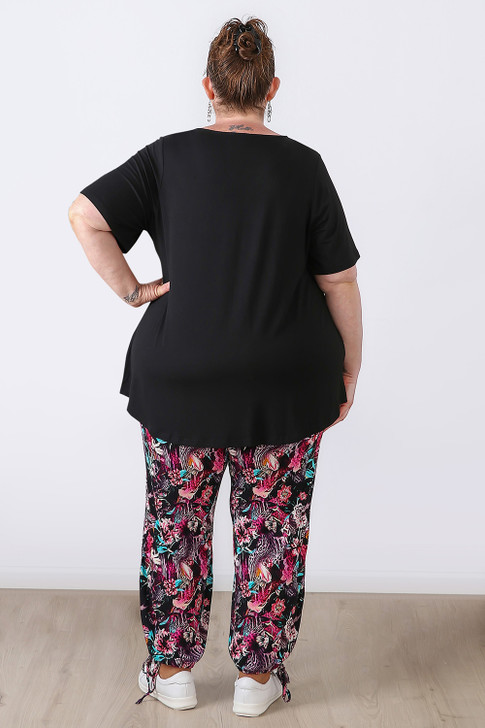 Plus Size Leopard & Bloom Stretch Gypsy Pants