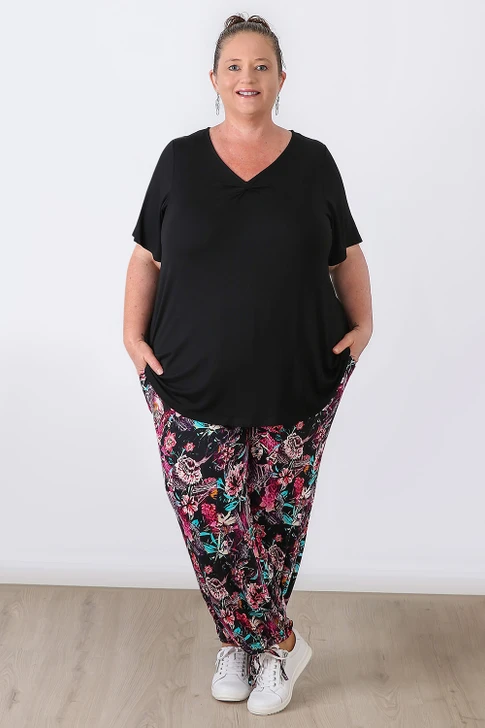 Plus Size Leopard & Bloom Stretch Gypsy Pants