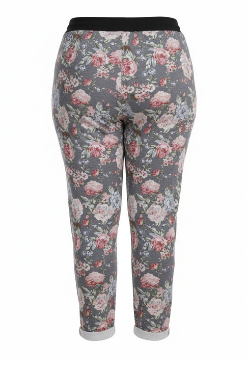 Pink Blooms Roll Up Cuff Track Pants
