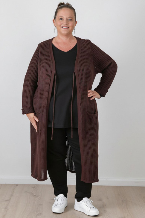 plus size Cotton Cardi Chocolate 