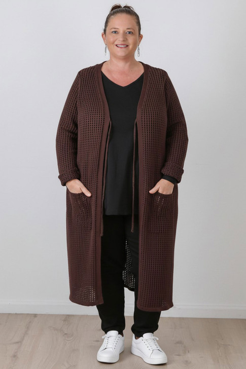 plus size Cotton Cardi Chocolate 