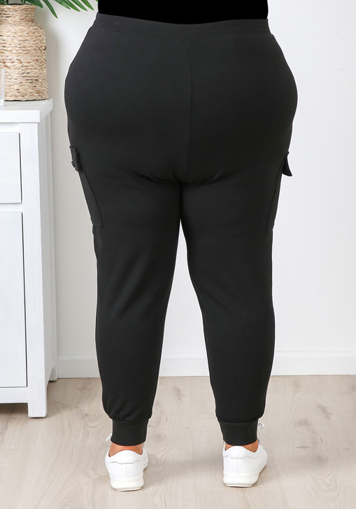 Black Stretch Cargo Track Pant