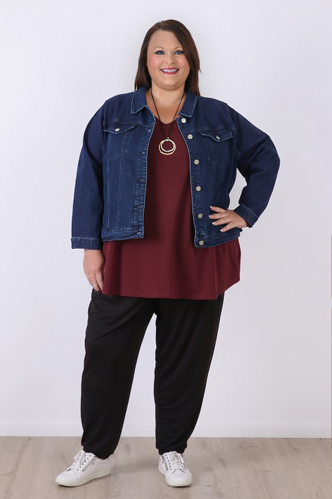Plus Size Black Bamboo Tapered Leg Pants - Curvaceous