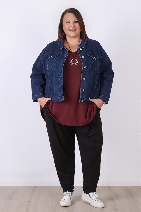 Plus Size Black Bamboo Tapered Leg Pants Sizes 18 to 32