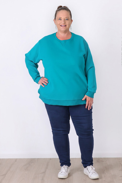 Plus Size Turquoise Fleecy Cotton Jumper Sizes 18 to 32
