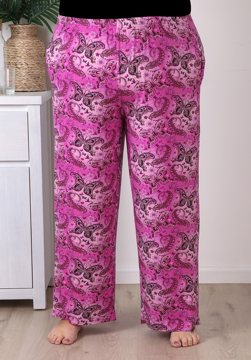 Plus Size Fuchsia Butterfly Pyjama Set
