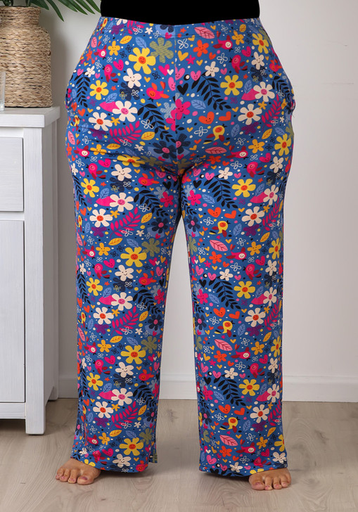 Plus Size Mid Blue Daisy Pyjama Set