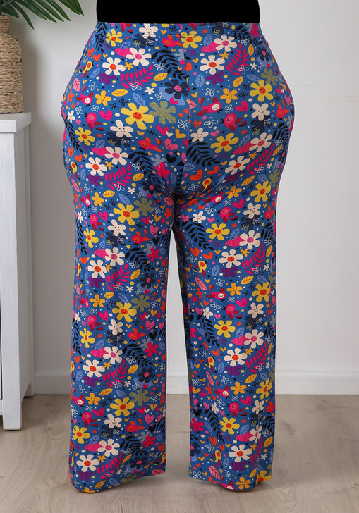 Plus Size Mid Blue Daisy Pyjama Set