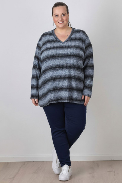 Plus Size Light Blue Black long sleeve top