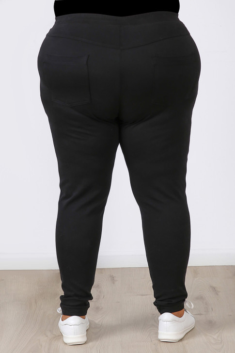Plus Size Black Jeggings With Pockets 