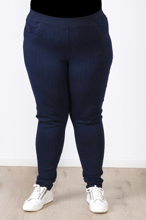 Plus Size Indigo Blue Jeggings With Pockets