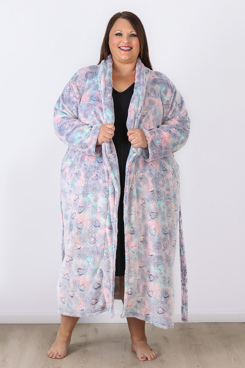 Plus Size Cosy Nights Hearts Dressing Gown