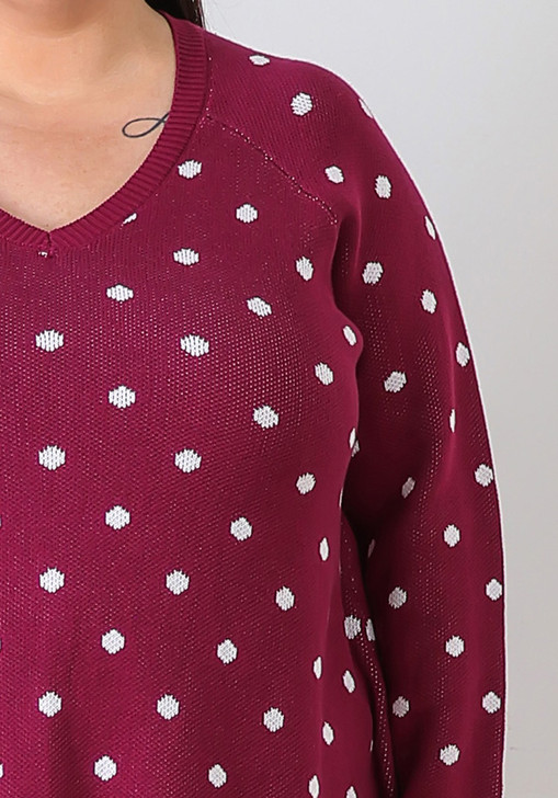 Plus Size Berry Polka Dot Jumper