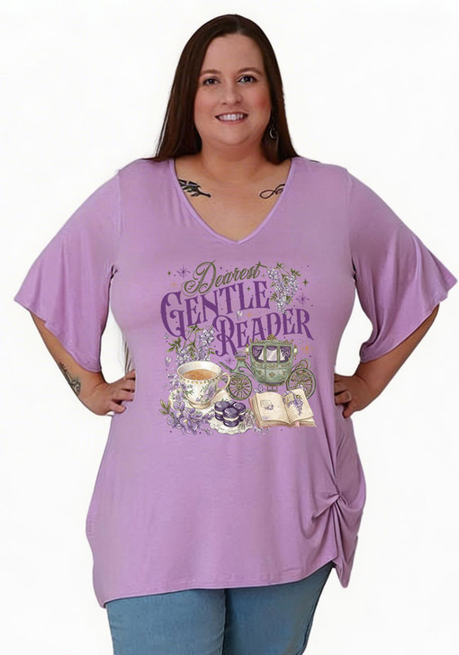 Plus Size Gentle Reader Lilac Stretch Tee