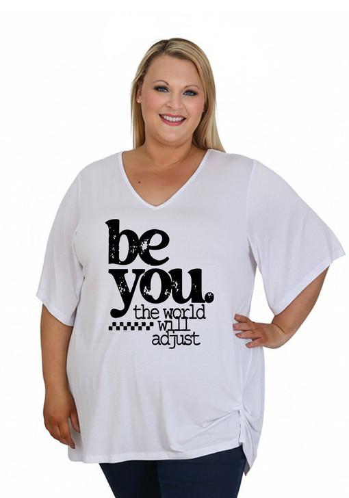 Plus Size Be You White Tee