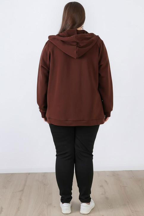 Plus Size Chocolate Zip Front Hoodie