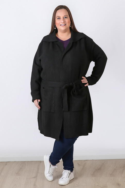 2nds Black Folded Cuff Cardigan