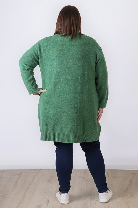 Plus Size Moss Green Double Breasted Knit Cardigan