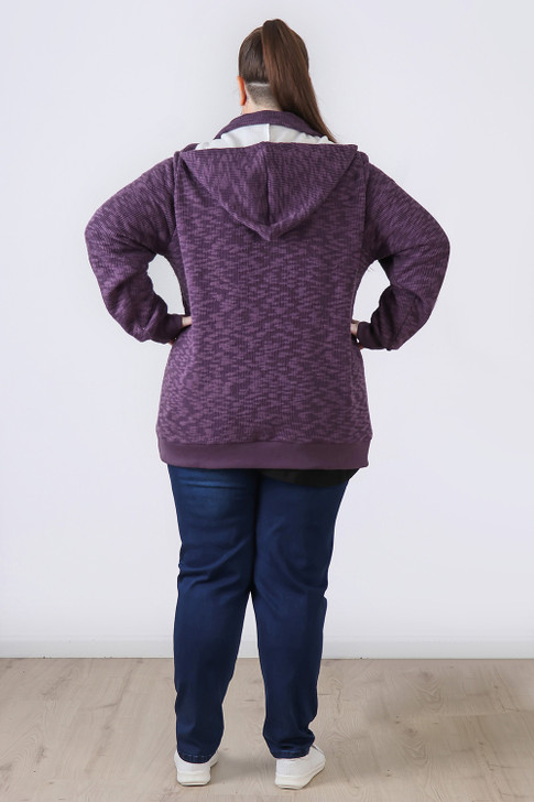 Plus Size Purple Textured Zip Front Jacket