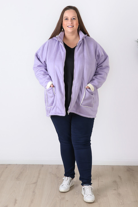 Plus Size Lilac Winter Jacket With Fleece Inner 