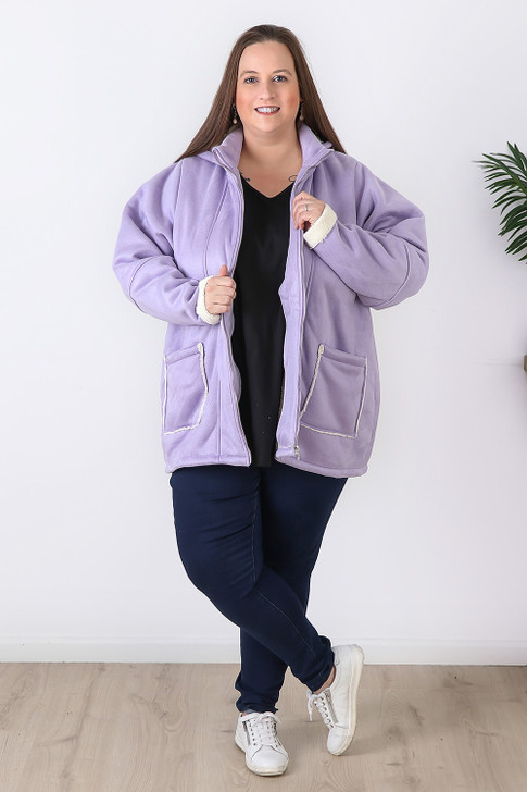 Plus Size Lilac Winter Jacket With Fleece Curvaceous