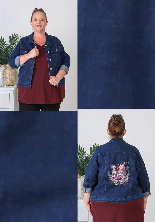 Dark Blue Denim Jacket With Optional Print