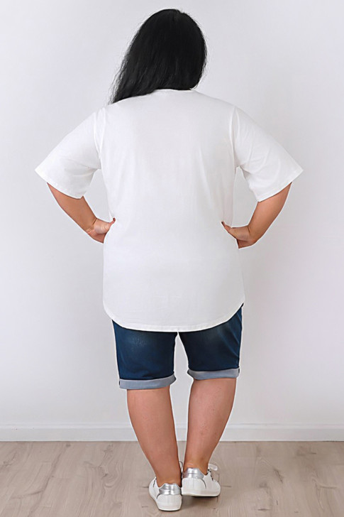 Plus Size White Scoop Neck Cotton Stretch Tee
