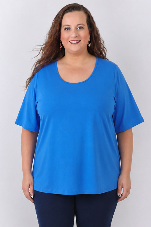Royal Blue Scoop Neck Cotton Stretch Tee